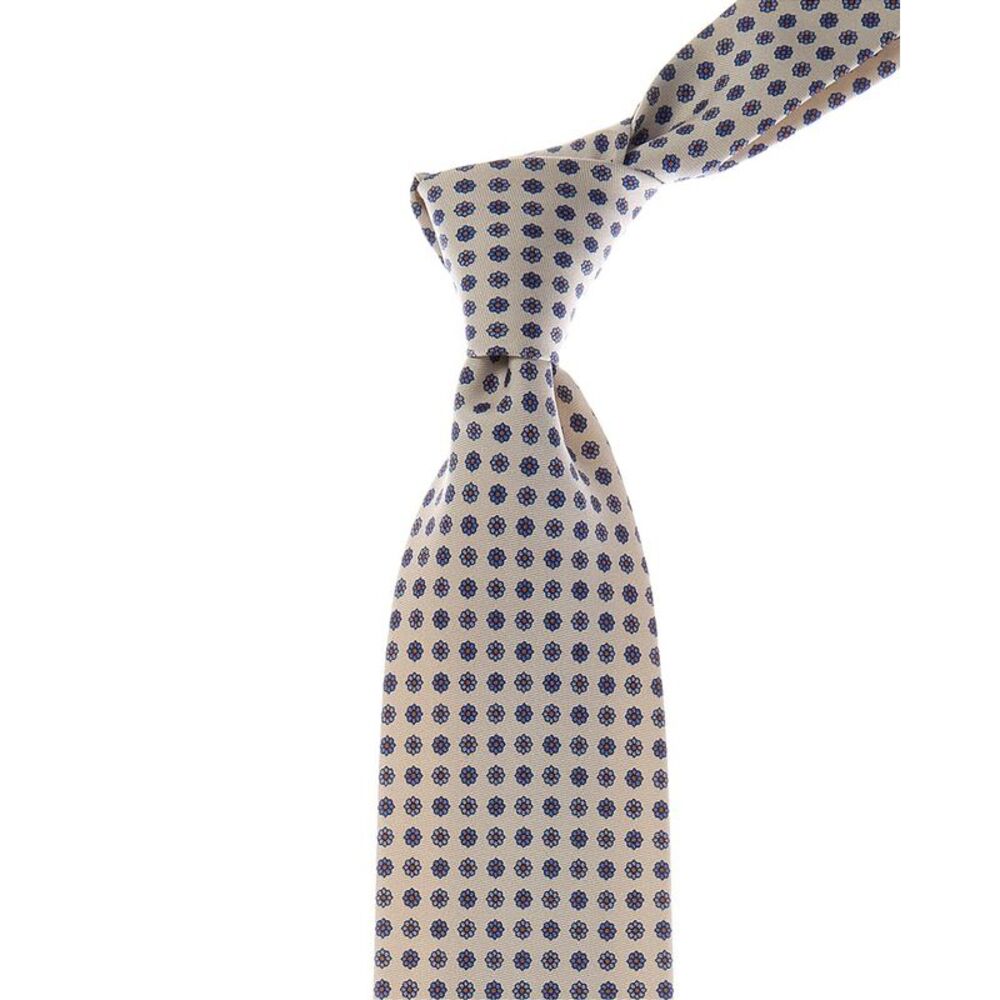 Canali White & Blue Flowers Silk Tie